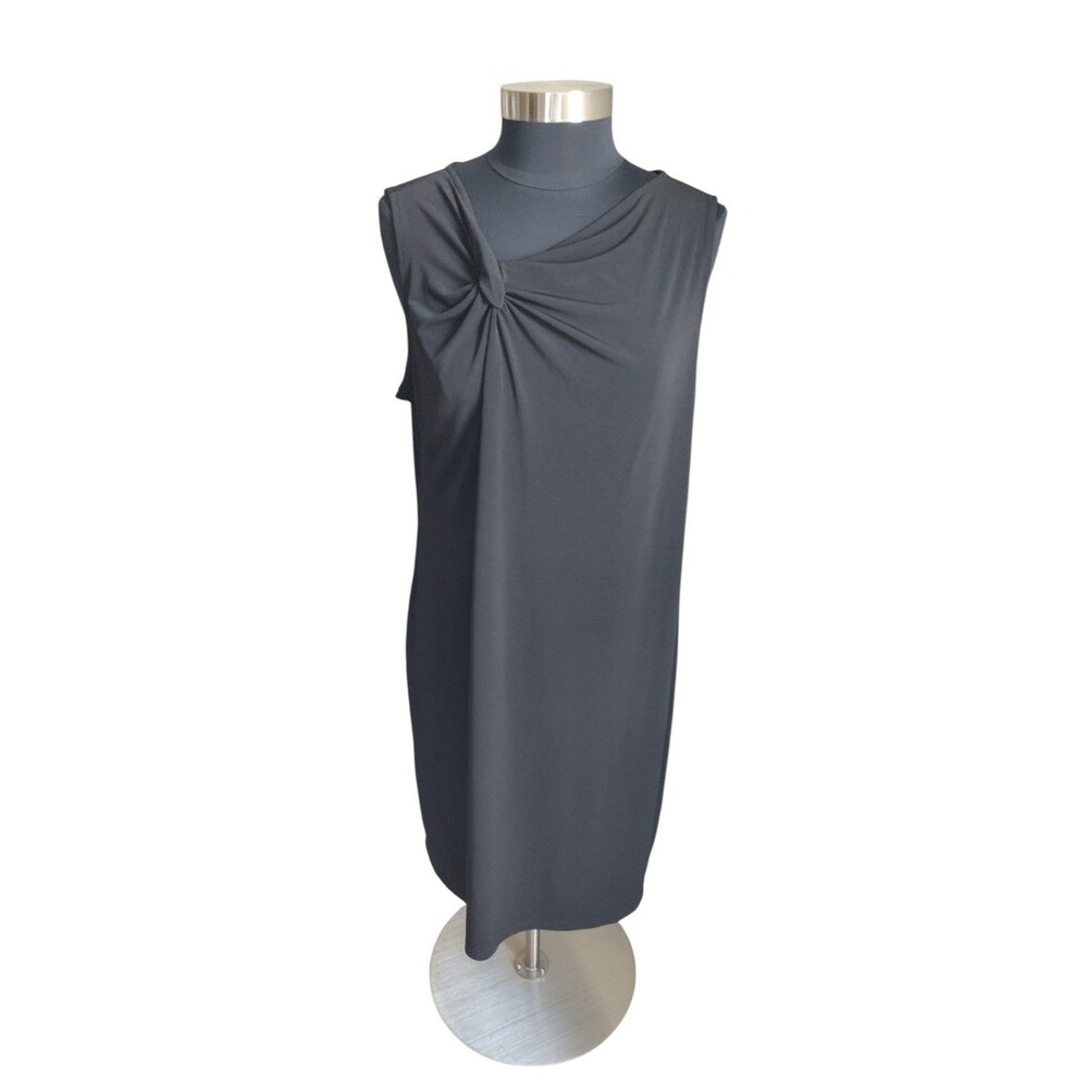 Chicos Travelers Dress Womens 3/US XL/16 Black Slinky Knot Twist Bust No Iron